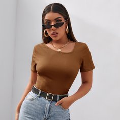 Футболка с асимметричном воротником Shein