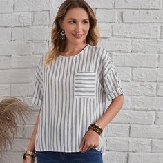 Топ с карманом в полоску Shein