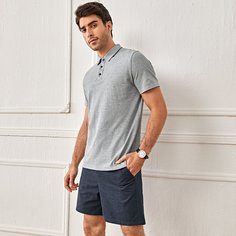 Мужская футболка-поло и шорты с пуговицами Shein