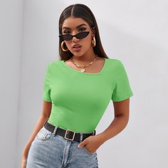 Футболка с асимметричном воротником Shein