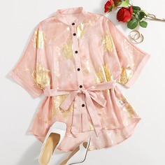 Блестящая блуза с поясом Shein