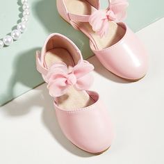 Балетки на липучках с бантом для девочек Shein