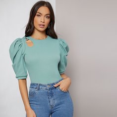 Топ с пышным рукавом и разрезом Shein