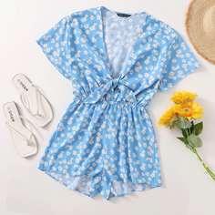 с поясом цветочный Бохо Комбинезоны Shein
