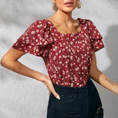 с оборками Цветочный Бохо Блузы Shein