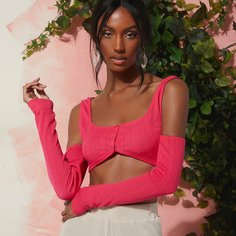 Пуговица Одноцветный Сексуальный Футболки Shein