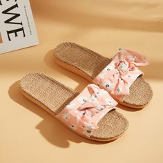 Шлепанцы с цветочным рисунком с бантом Shein