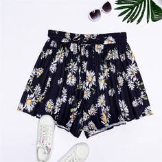 узел Со цветочками Бохо Шорты размер плюс Shein