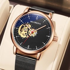Мужские механические часы с сетчатым ремешком Shein