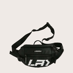 Мужская поясная сумка с текстовым рисунком Shein