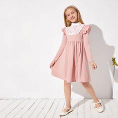 Платье с вышивкой в сеточку для девочек Shein