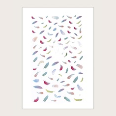 Наклейка для дизайна ногтей с рисунком перьев 1шт Shein