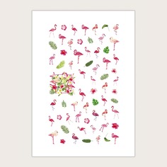 1шт Наклейка для дизайна ногтей с рисунком фламинго Shein