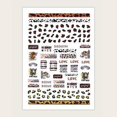 1 лист Стикер для дизайна ногтей с леопардовым рисунком Shein