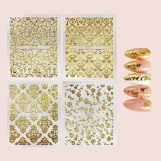 Наклейка для дизайна ногтей с цветочным узором 4шт Shein