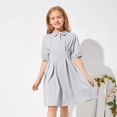 Однотонное платье-поло для девочек Shein