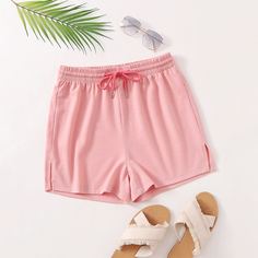 Однотонные шорты на кулиске Shein