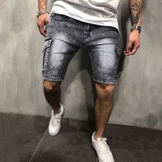 Карман Мужские джинсовые шорты Shein