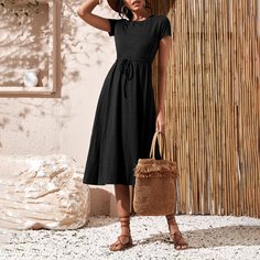 Однотонное платье на кулиске Shein