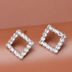 Квадратные серьги со стразами Shein