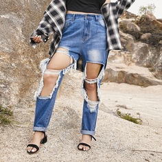 на пуговицах Одноцветный Джинсы размер плюс Shein