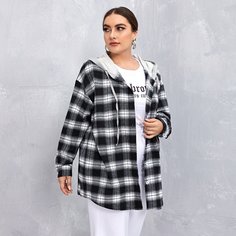 Пуговица в клетку Повседневный Блузы размер плюс Shein