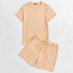 Мужские шорты и однотонная футболка Shein