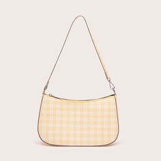 Сумка-багет с молнией в клетку Shein