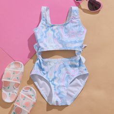 Слитный купальник с принтом для девочек Shein