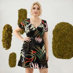 Растения Повседневный Платья размер плюс Shein