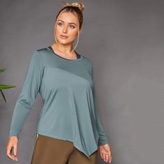 Асимметричный Одноцветный Спортивные топы размера плюс Shein