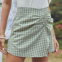 с оборками Клетчатый Бохо Шорты Shein