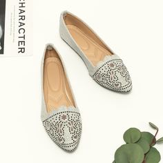 со стразами Одноцветный Модный Балетки Shein