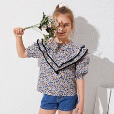 Пуговица Блузки для девочек Shein