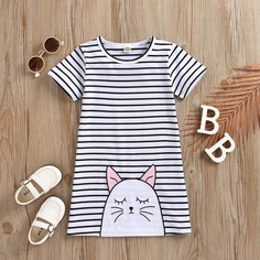 Полосатый Повседневный Платья для девочек Shein