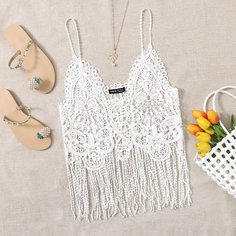 с бахромой Одноцветный Накидки Shein