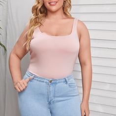 Однотонный топ размера плюс Shein