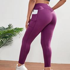 Одноцветный Спортивные леггинсы & брюки размера плюс Shein