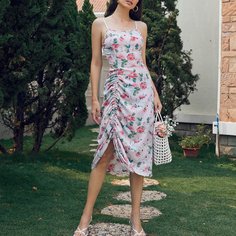 узел Цветочный принт Бохо Платье Shein