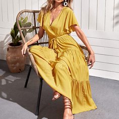 Длинное платье с поясом Shein