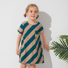 Полосатый Повседневный Платья для девочек Shein