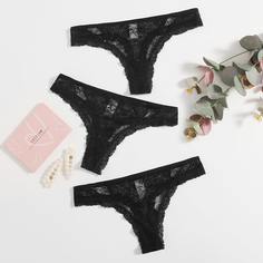 3 пакета трусики с цветочным кружевом Shein