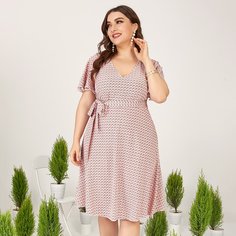 С батом перед цветочный Повседневный Платья размер плюс Shein