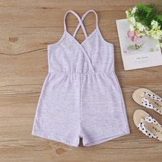 На запах Одноцветный Повседневный Комбинезоны для девочек Shein
