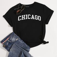 буква Повседневный Футболки Shein