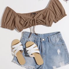 Однотонный топ Shein