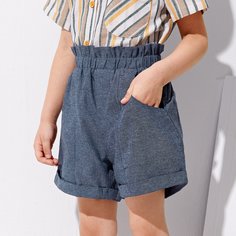 Карман Одноцветный Повседневный Шорты для девочек Shein