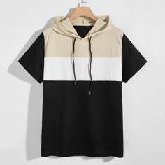 Мужская контрастная футболка с капюшоном Shein