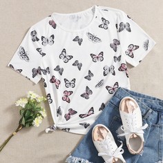 Животный Повседневный Футболка размера плюс Shein