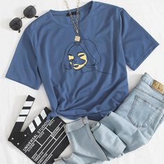 Объект Повседневный Футболки Shein